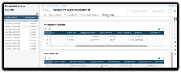 prepayment invoice management function