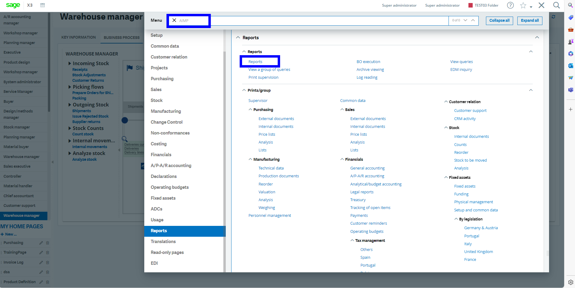 Navigate to the "Reports" function AIMP