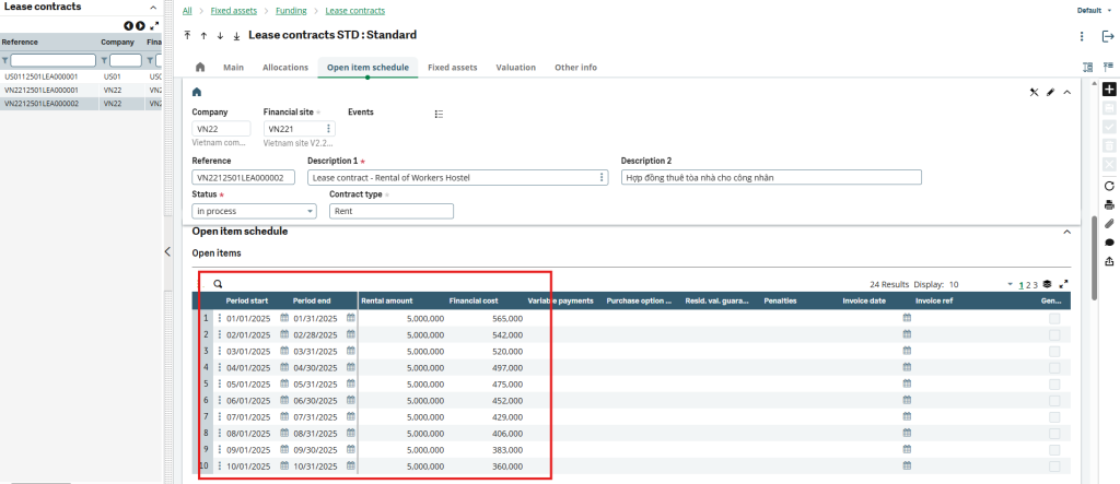 Schedule management parameters