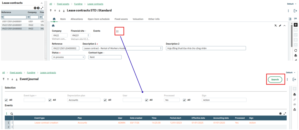 Événements durant la vie du contrat
