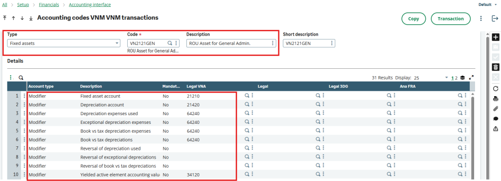 Account Codes for "Lease Contract" and "Fixed Assets" 2